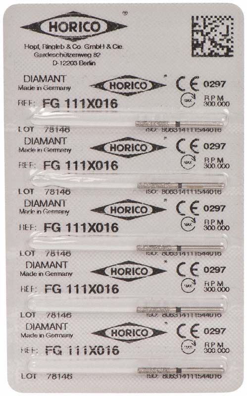 Verpackung von Diamantschleifer FG 111X 016 für Dentalmedizin.