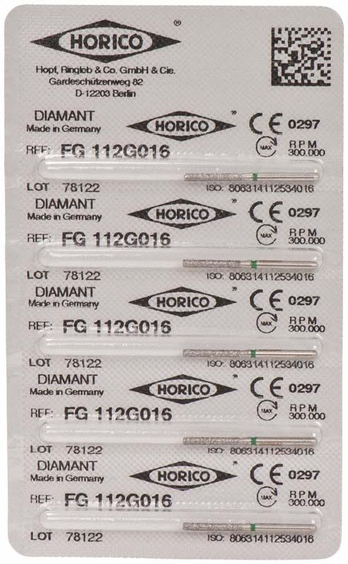 Blisterpackung mit Diamantfräsen FG 112G 016 von Horico.