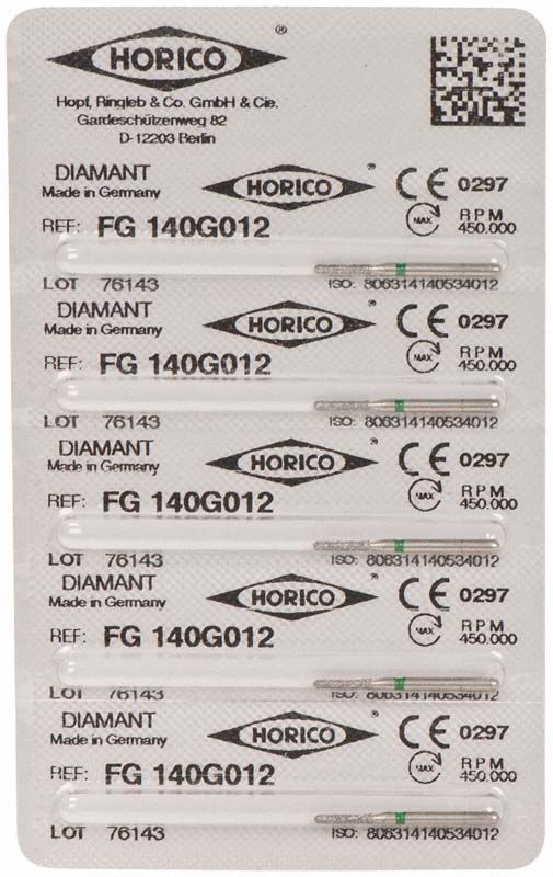 Verpackung von Horico Diamant FG 140G 012 Dentalinstrumenten.