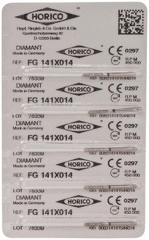 Verpackung von Diamant FG 141X 014 Schleifern für Dentalmedizin.