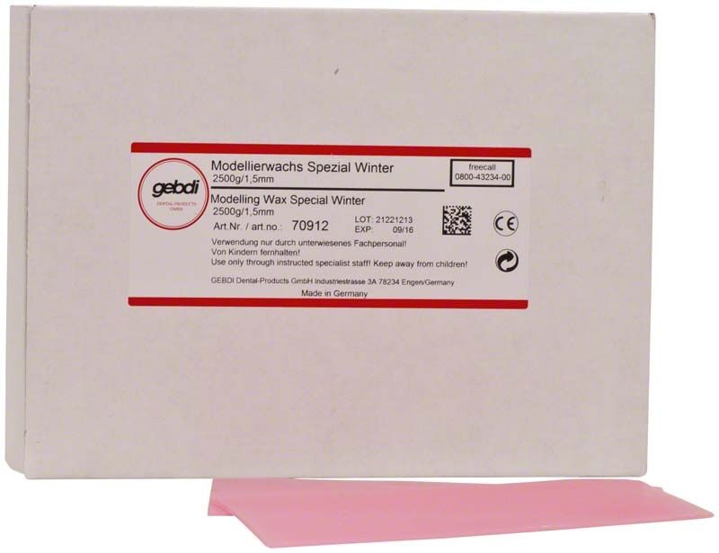 Modellierwachs Spezial Winter 2500g, rosa Plattenwachs in weißer Verpackung.
