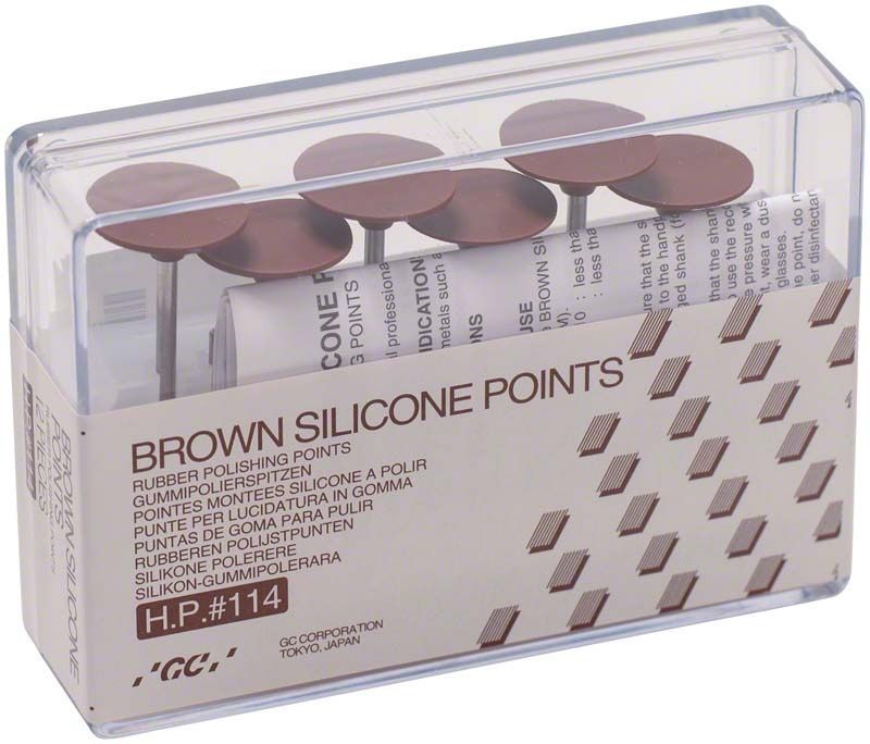 Braune Silikonpolierer HP 114 in transparenter Verpackung.
