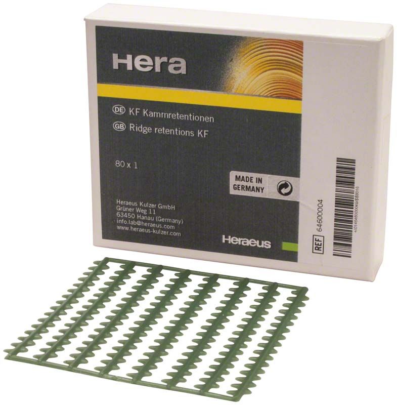 KF-Wachsretentionen Kammretentionen in grüner Farbe vor Produktverpackung