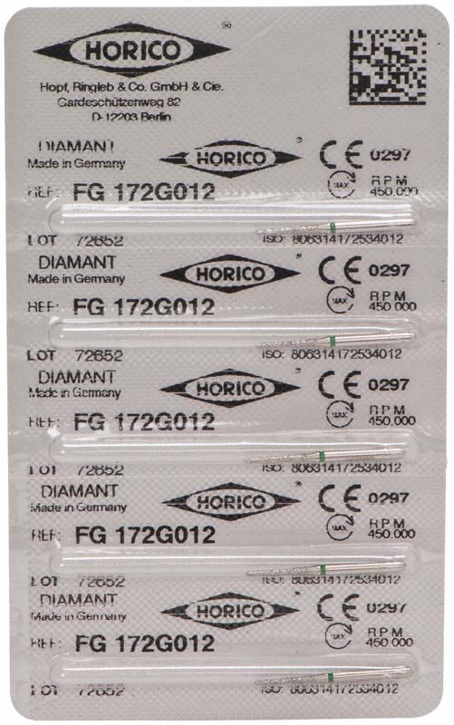 Verpackung von Diamant FG 172G 012 mit sechs Einheiten und CE-Kennzeichnung.