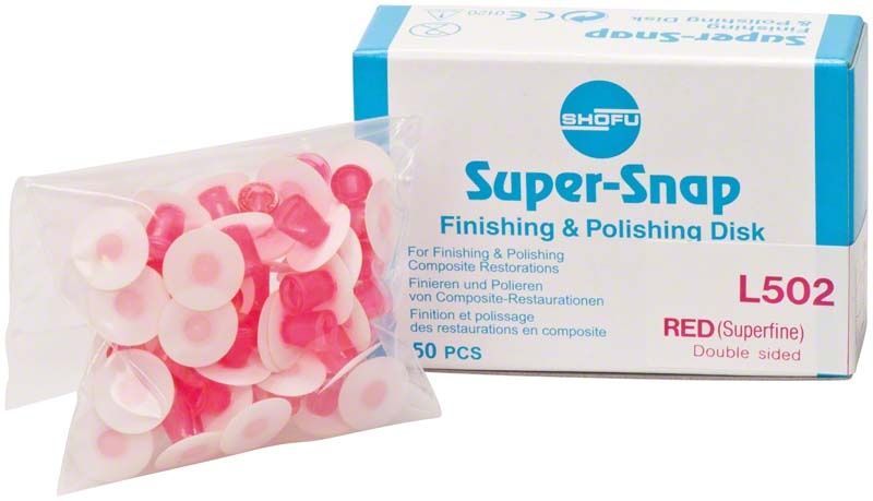 Super-Snap Polierscheiben extrafein, beidseitig beschichtet, in Verpackung.