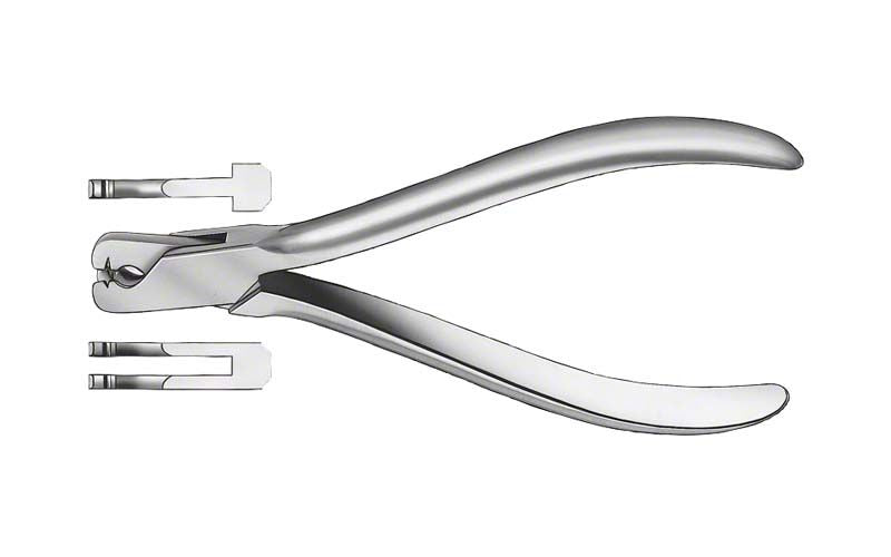 Bügelbiegezange aus Edelstahl für kieferorthopädische Anwendungen, 140 mm lang.
