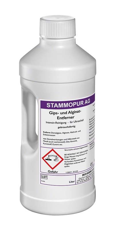 Stammopur AG Gips- und Alginat-Entferner in weißer Flasche mit Etikett.