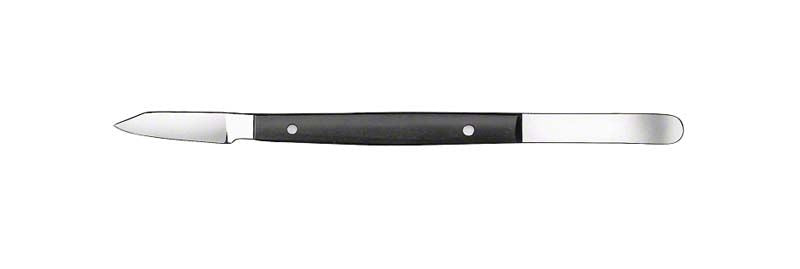 Ergonomisches Wachsmesser Fahnenstock mit braunem Griff für zahnmedizinische Prothetik.