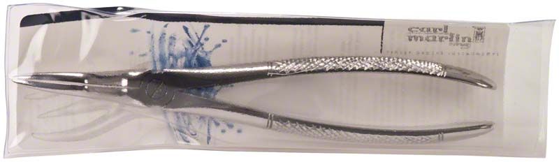 Zahnzange großes Modell zur Entfernung von OK-Wurzelresten in Verpackung.