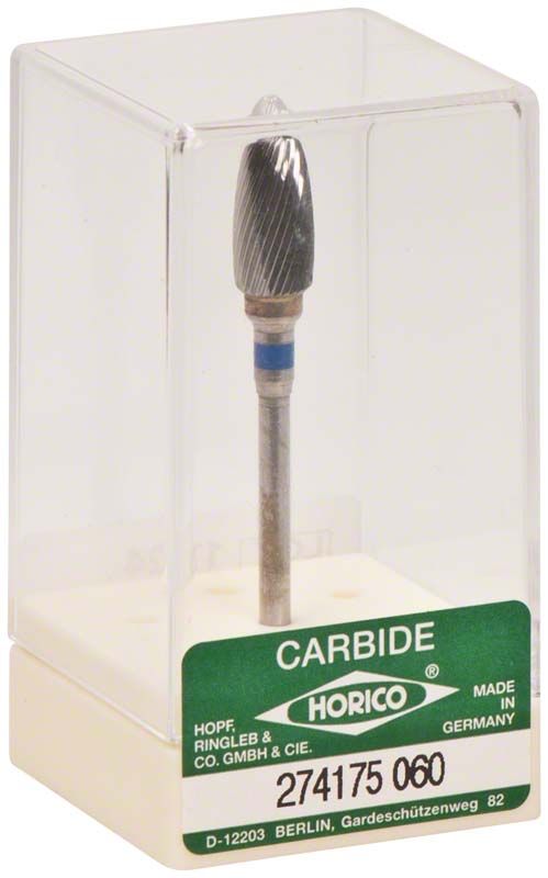 Hartmetallfräser Kreuzverzahnung in transparenter Verpackung mit grünem Etikett.