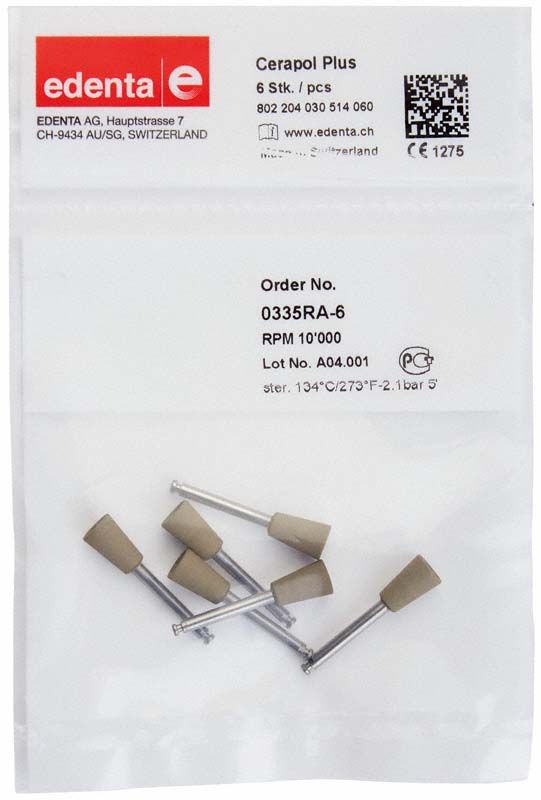 Cerapol Plus grau RA 0335 Polierer in Verpackung, 6 Stück.