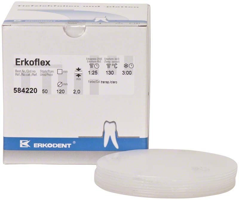 Erkoflex Ø120mm x 2,0mm Verpackung mit gestapelten Scheiben.