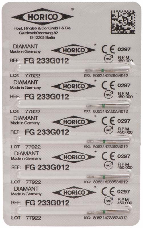 Verpackung von Diamant FG 233G 012, mit CE-Kennzeichnung und Herstellerinformationen.