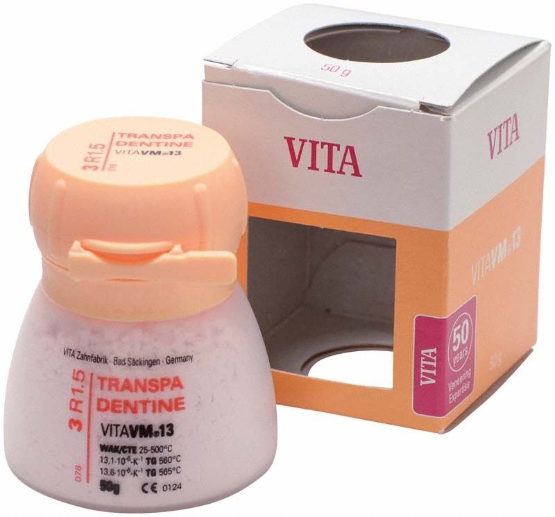 VM13 3D Transpa Dentin 50g 3R1.5 mit Verpackung.