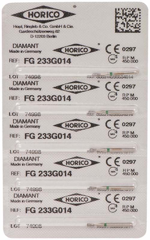 Blisterverpackung mit Diamant-Schleifkörpern FG 233G 014 von Horico.