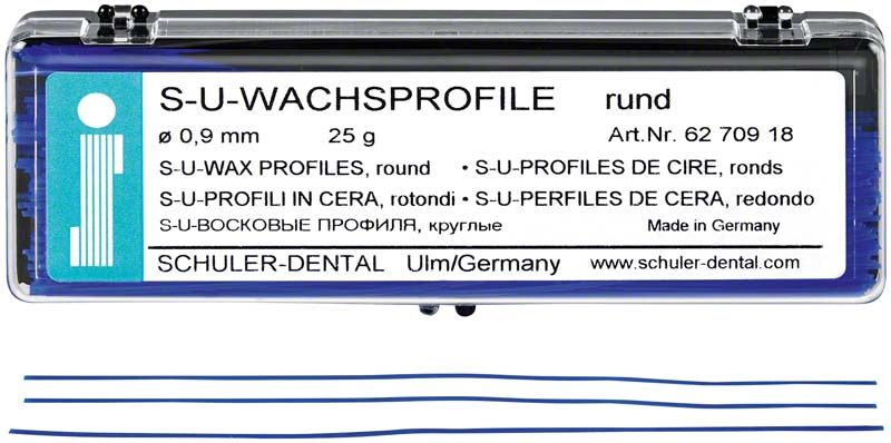 Verpackung von S-U-Wachsprofilen rund Ø 0,9mm von Schuler-Dental.