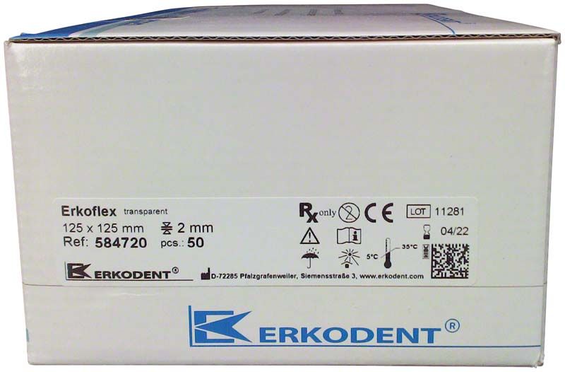 Erkoflex-Verpackung mit Produktdetails und Herstellerlogo.