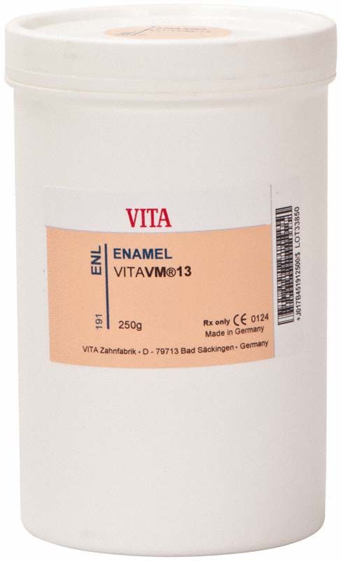 VM13 Enamel 250g Dose mit VITA-Logo und Produktdetails.