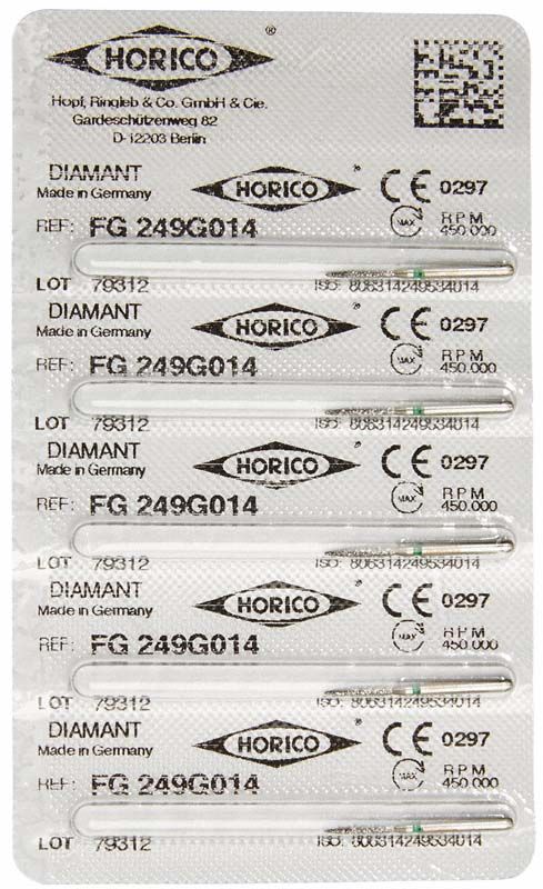 Produktverpackung von Diamant FG 249G 014 Schleifinstrumenten.