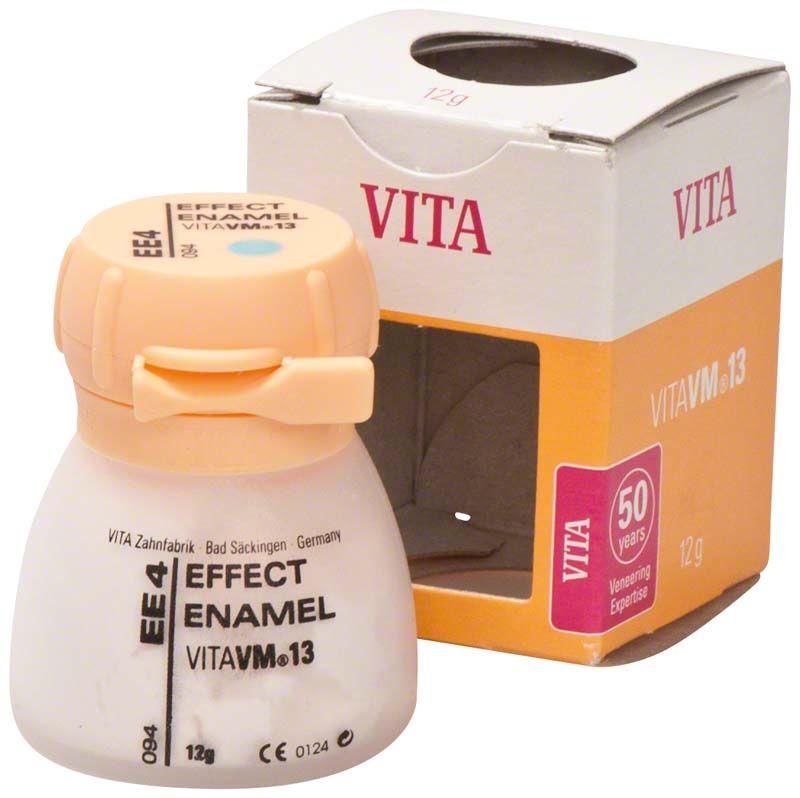 VITA VM13 Effect Enamel EE4 in weißem Behälter mit Verpackung.