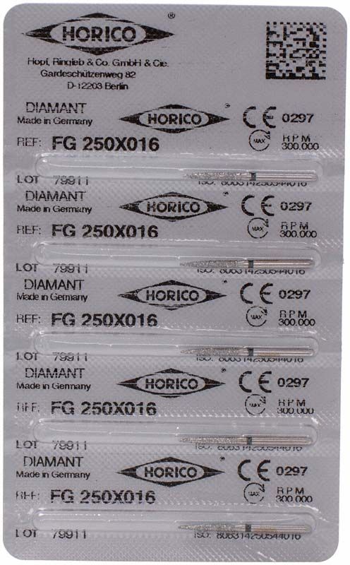 Verpackung des Diamant FG 250X 016 für dentale Kronenpräparationen.