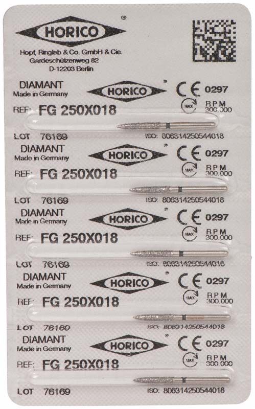 Verpackungsetikett für Diamant FG 250X 018, hergestellt in Deutschland.