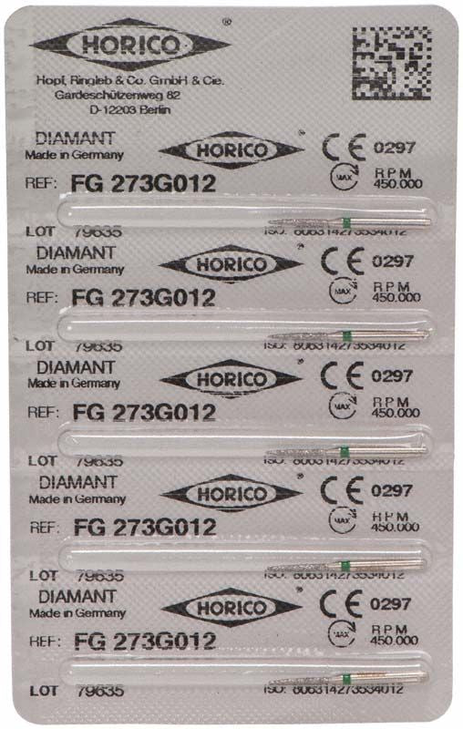 Verpackung von Diamant FG 273G 012 chirurgischen Instrumenten.
