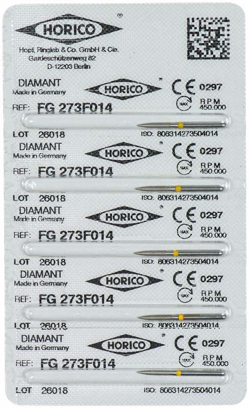 Blisterverpackung mit Diamant FG 273F 014 von Horico, Made in Germany.