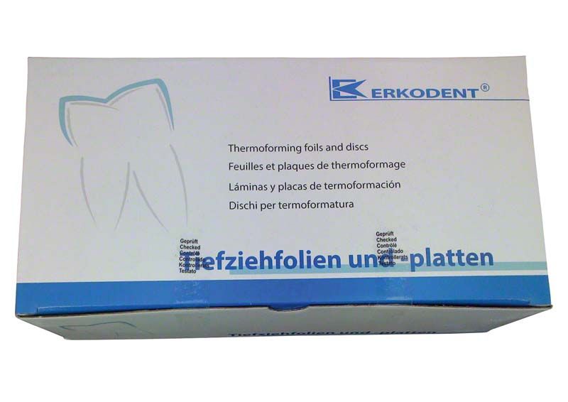 Erkoflex 95 Tiefziehfolie-Verpackung mit Produktinformationen und Herstellerlogo.