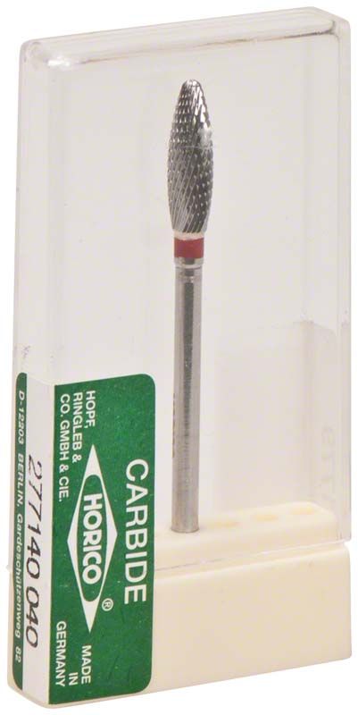 Hartmetallfräser mit Kreuzverzahnung und rotem Ring in Kunststoffverpackung.