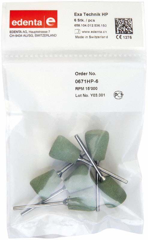 Grüner Exa Technique Kegel 6er-Set in transparenter Verpackung.