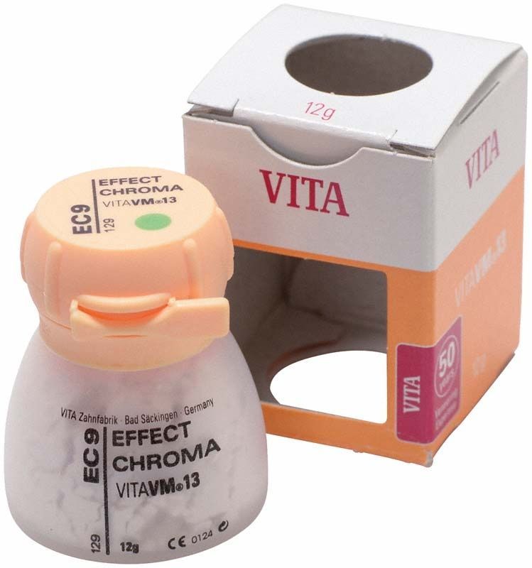 VITA VM13 Effect Chroma EC9 in Dose neben geöffneter Verpackung
