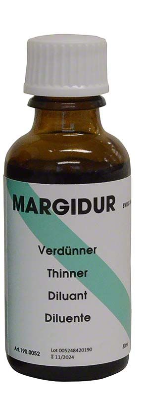 MARGIDUR Verdünner 30ml Flasche mit weißem Verschluss und Etikett.