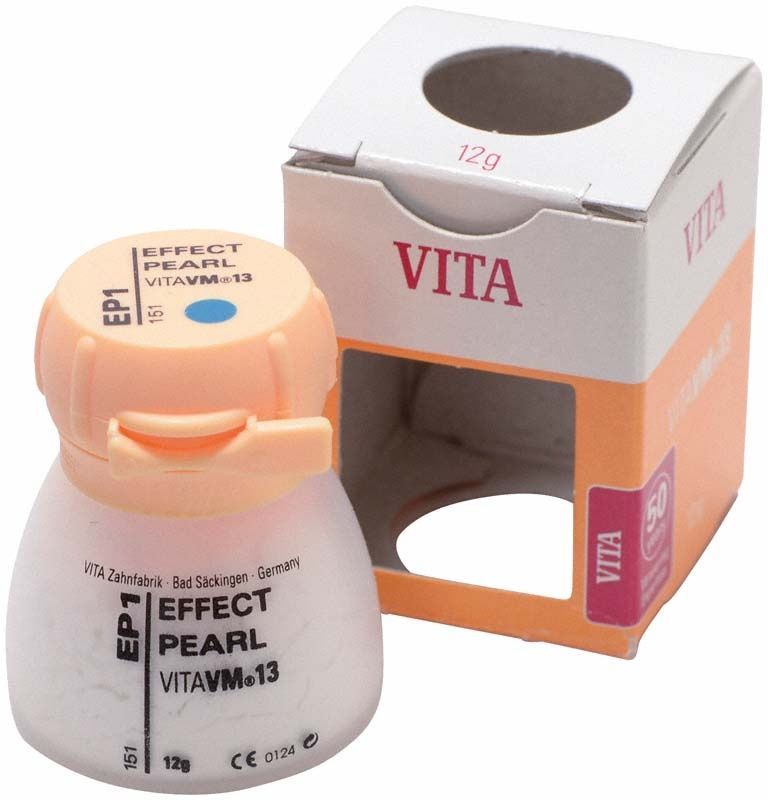 VITA VM13 Effect Pearl EP1 in Plastikflasche mit geöffneter Verpackung.