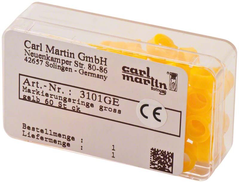 Markierungsringe Maxi Ø 5mm gelb von Medic-Star, 60 Stück in Plastikbox.