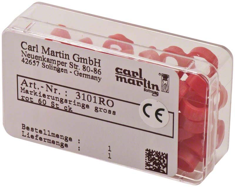 Markierungsringe Maxi Ø 5mm rot in transparenter Verpackung, 60 Stück.