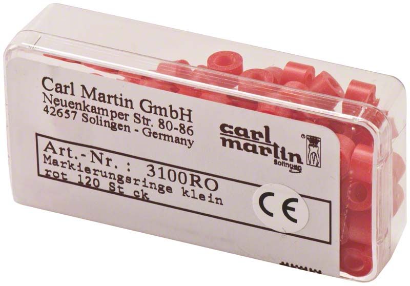 Markierungsringe Mini Ø 3mm rot in Kunststoffverpackung, 120 Stück.
