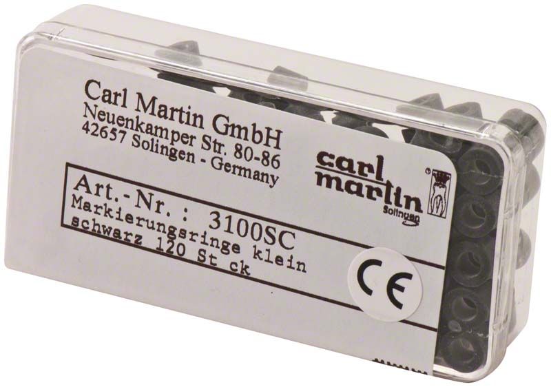 Markierungsringe Mini Ø 3mm schwarz, 120 Stück im Kunststoffbehälter.