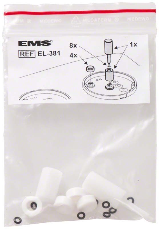 EMS AIR-FLOW® Master Wartungsset in transparenter Verpackung mit Diagramm-Anleitung.