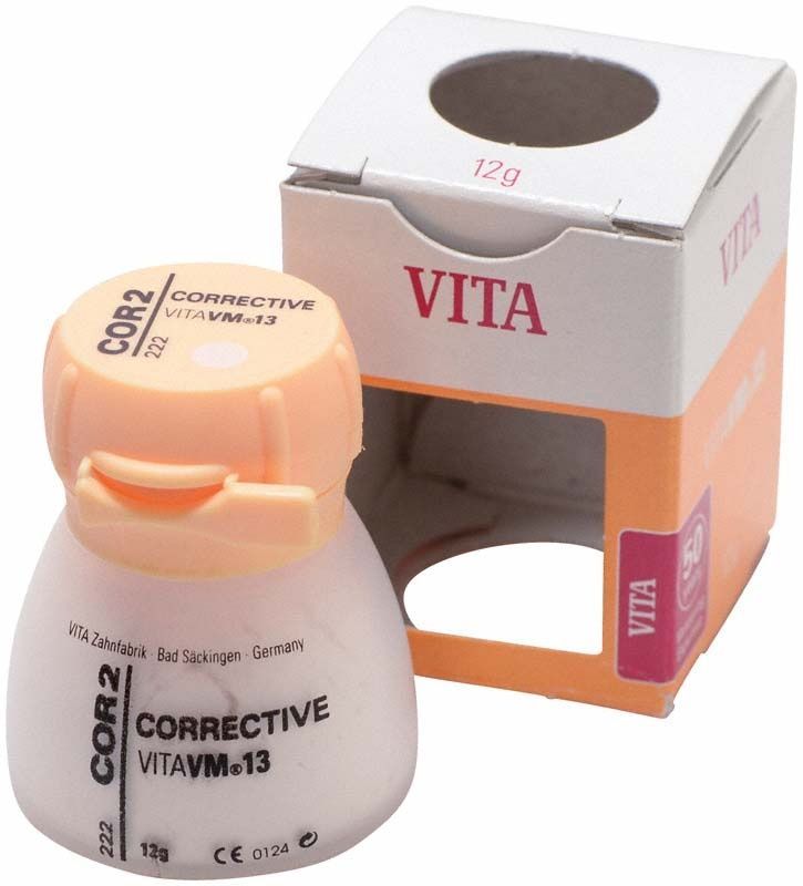 Keramikverblendmaterial VITA VM13 COR2 mit Verpackung.