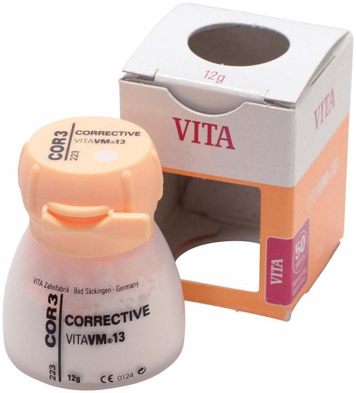 COR3 Corrective VM13 Zahnpulver in transparenter Kunststoffdose mit Verpackung.