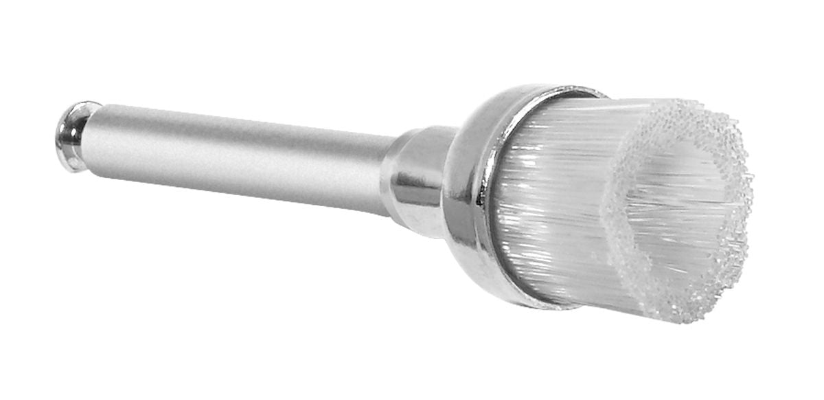 Kelchbürste mit Nylonbesatz für Zahnreinigung, Nahaufnahme der Borstenstruktur.