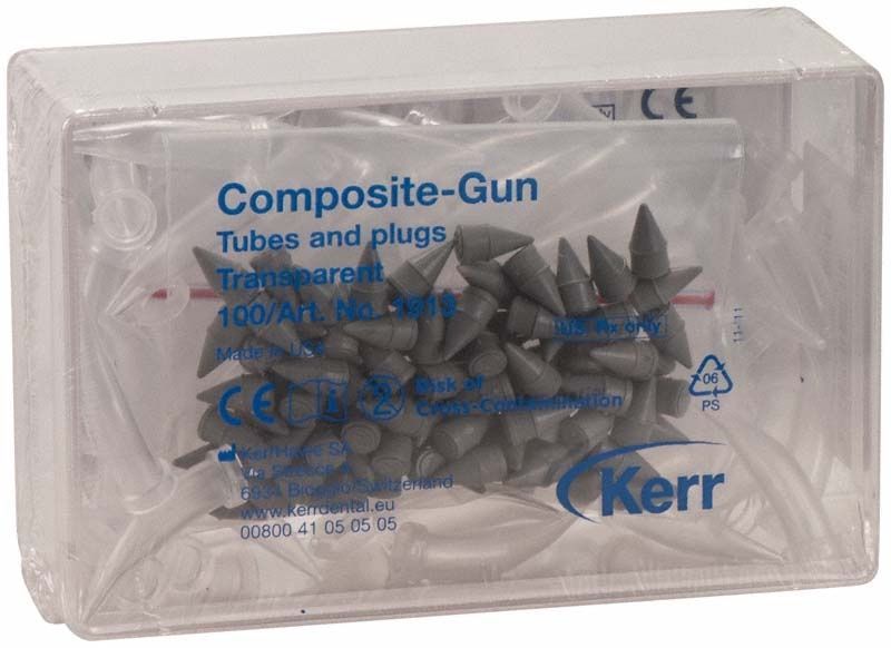 Transparente Verpackung mit grauen Spitzen für Composite-Gun von Kerr.