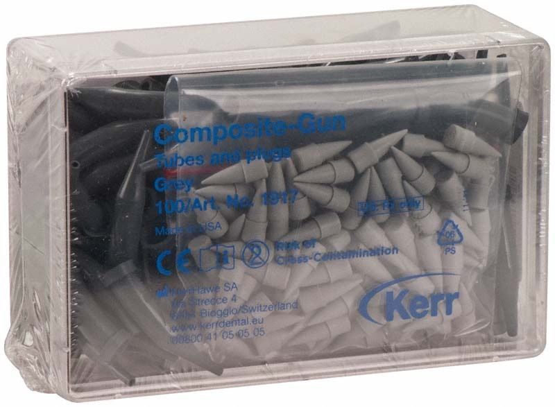 Transparente Box mit grauen Spitzen für Composite-Gun von medic-star.