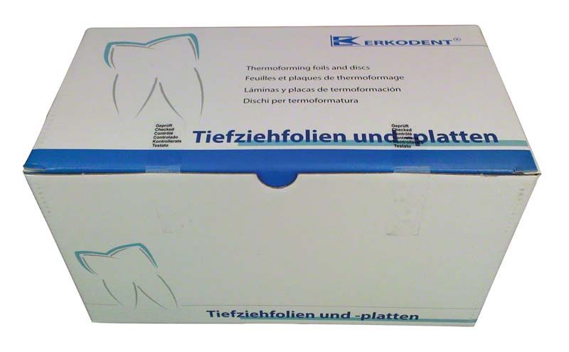 Erkoflex 95 Tiefziehfolien-Verpackung mit Zahn-Symbolen und Produktinformationen.
