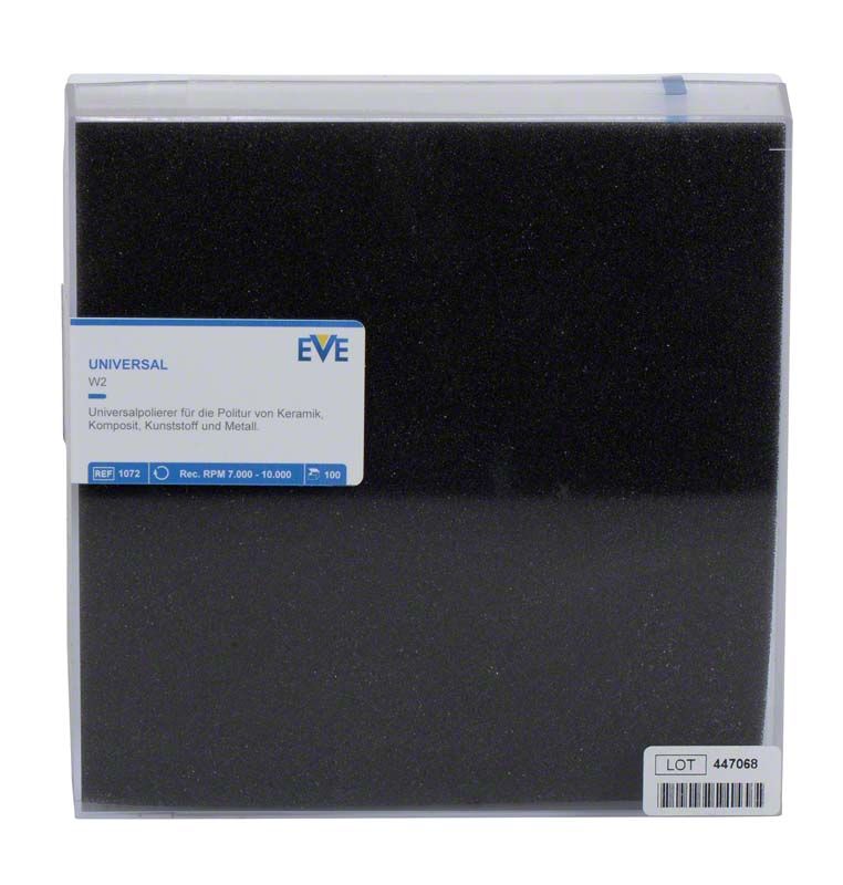 Universalsilikonpolierer EVE UNIVERSAL weiß in Verpackung für dentale Anwendungen.