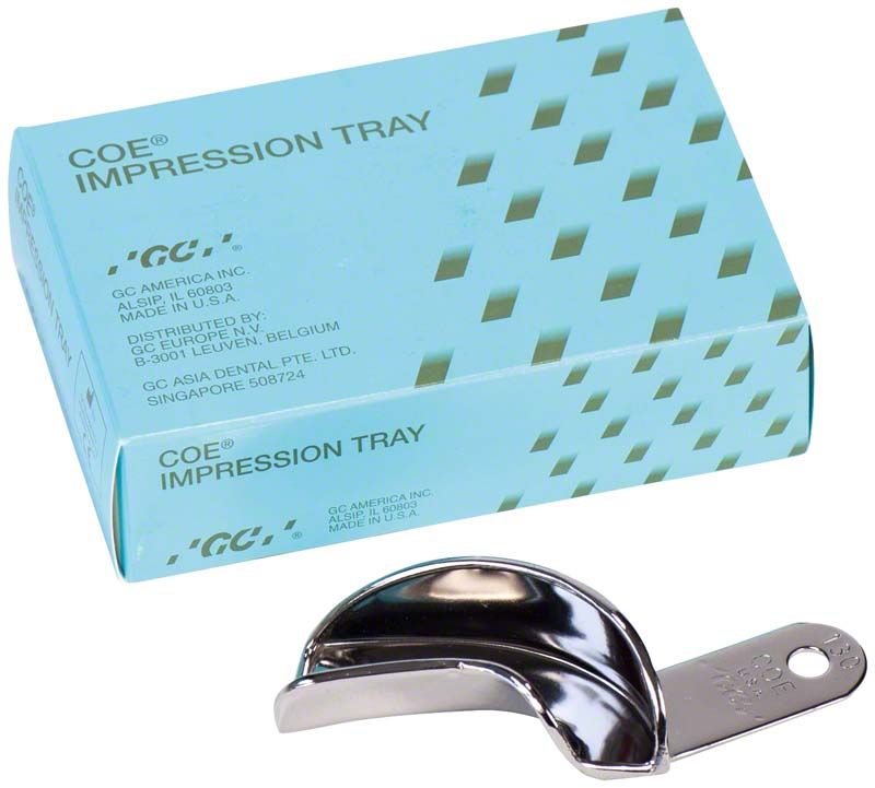 Unperforierter COE® Metall-Löffel für Abdrucknahme, mit Verpackung.