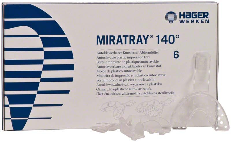 Miratray 140° UK AI 2 Medium Abformlöffel vor Produktverpackung.