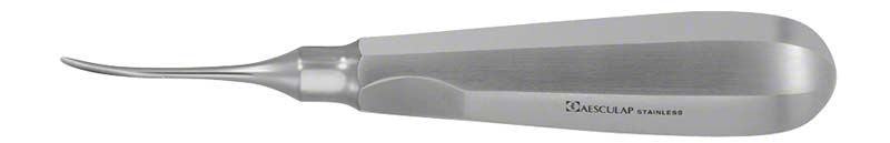 Gebogener Wurzelheber Figur 0C, 5,0 mm breit, aus Edelstahl.