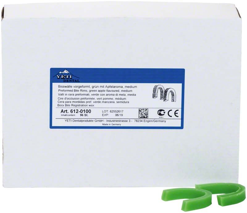 Bisswälle grün mit Apfelaroma, 96 Stück, auf weißer Verpackung.